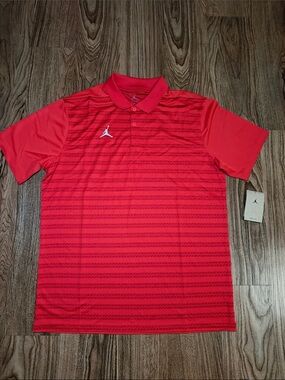 Air Jordan Jumpman Polo Shirt Men's Size Large Red Striped Football FN6924-657